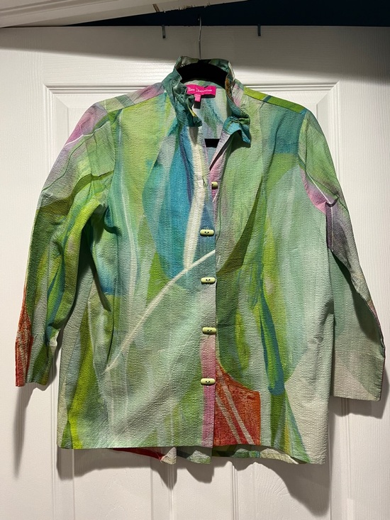 Claire Desjardins Tops - Artisan Green Multicolor Button-Down Shirt - Women's